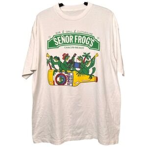 Vintage Senor Frogs Cancun Mexico T Shirt XL White Carlos N Charlies Bar Grill